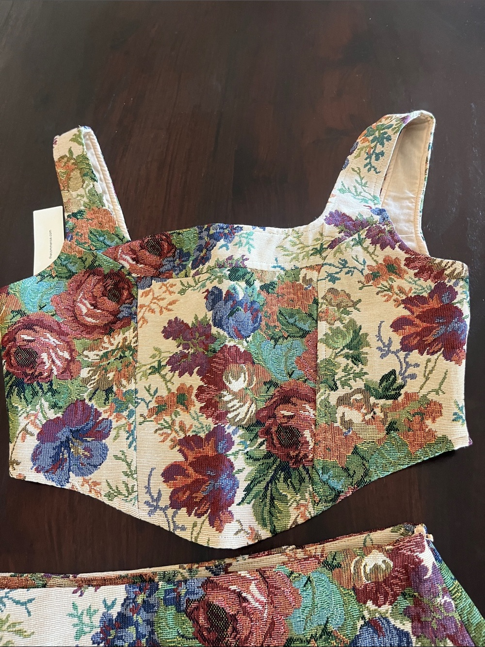 🌸 COMMENSE Floral Tapestry Corset & Mini Skirt Set | Size Small - Picture 6 of 12